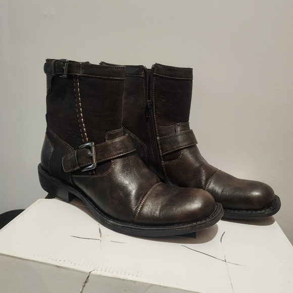 Call It Spring Brown Leather Ankle Boots - Picture 1 of 7